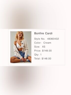 Free People Bonfire Cardigan - Cream